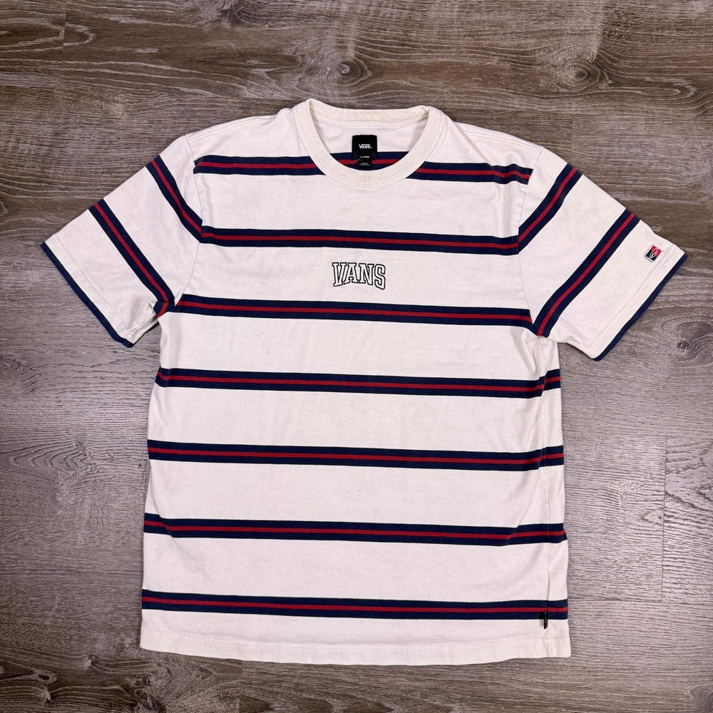Y2K Vans Off The Wall T Shirt Mens XL Striped Premium Heavyweight Skate Grunge